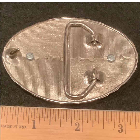 1925 Peace Dollar on white metal belt buckle bezel mount - Picture 10 of 10